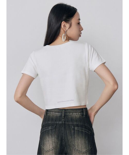 MURUA（ムルーア）の「MIXタイプフェイスクロップドTシャツ（Tシャツ/カットソー・レディース・ピンク/ホワイト/ブラック・FREE）」の11枚目の写真