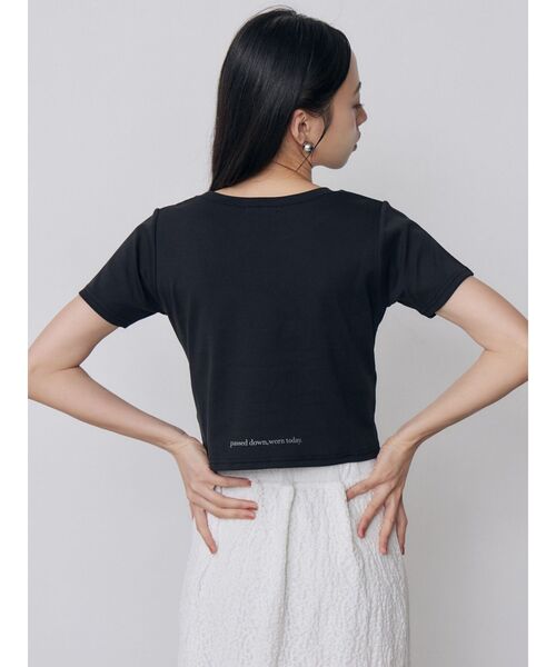 MURUA（ムルーア）の「MIXタイプフェイスクロップドTシャツ（Tシャツ/カットソー・レディース・ピンク/ホワイト/ブラック・FREE）」の6枚目の写真