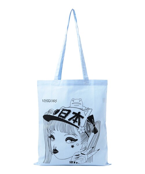 TOKYO CULTUART by BEAMS(トウキョウカルチャートバイビームス)の「牛木匡憲 / VISITORS Tote Bag(トートバッグ・メンズ・ブルー系その他/ライトグレー・ONE SIZE)」の2枚目の写真