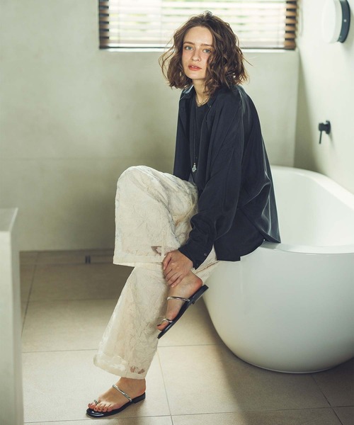 Gready Brilliant（グレディブリリアン）の「クロスステッチ刺繍ワイドパンツ（その他パンツ・レディース・オフホワイト/ブラック・FREE）」の4枚目の写真