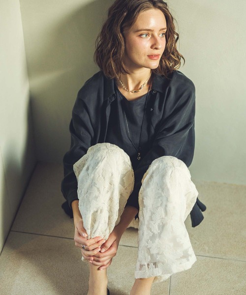 Gready Brilliant（グレディブリリアン）の「クロスステッチ刺繍ワイドパンツ（その他パンツ・レディース・オフホワイト/ブラック・FREE）」の7枚目の写真