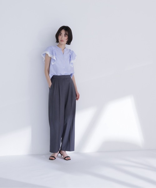 NATURAL BEAUTY BASIC（ナチュラルビューティーベーシック）の「レーストリムストライプブラウス（シャツ/ブラウス・レディース・ピンク系その他2/ブルー系その他2/ブラウン系その他・ﾌﾘ-）」の11枚目の写真