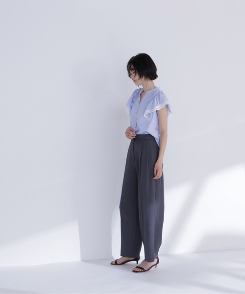 NATURAL BEAUTY BASIC（ナチュラルビューティーベーシック）の「レーストリムストライプブラウス（シャツ/ブラウス・レディース・ピンク系その他2/ブルー系その他2/ブラウン系その他・ﾌﾘ-）」の13枚目の写真