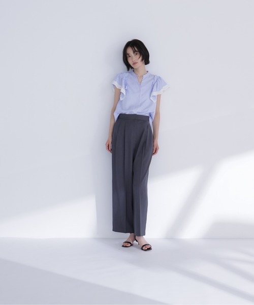 NATURAL BEAUTY BASIC（ナチュラルビューティーベーシック）の「レーストリムストライプブラウス（シャツ/ブラウス・レディース・ピンク系その他2/ブルー系その他2/ブラウン系その他・ﾌﾘ-）」の15枚目の写真