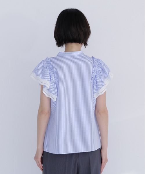 NATURAL BEAUTY BASIC（ナチュラルビューティーベーシック）の「レーストリムストライプブラウス（シャツ/ブラウス・レディース・ピンク系その他2/ブルー系その他2/ブラウン系その他・ﾌﾘ-）」の19枚目の写真