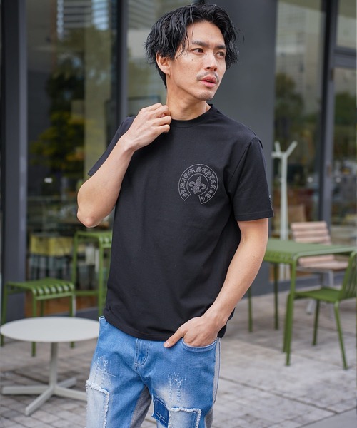 BAYBLO(ベイブロ)の「(RM)【LUXE/R】ベア天竺 ラインストーン ストレッチ クルーネックTシャツ(Tシャツ/カットソー・メンズ・ライトピンク/ブラック/ホワイト・X-LARGE/LARGE)」の5枚目の写真