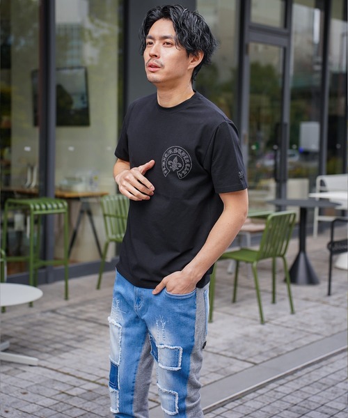 BAYBLO(ベイブロ)の「(RM)【LUXE/R】ベア天竺 ラインストーン ストレッチ クルーネックTシャツ(Tシャツ/カットソー・メンズ・ライトピンク/ブラック/ホワイト・X-LARGE/LARGE)」の6枚目の写真