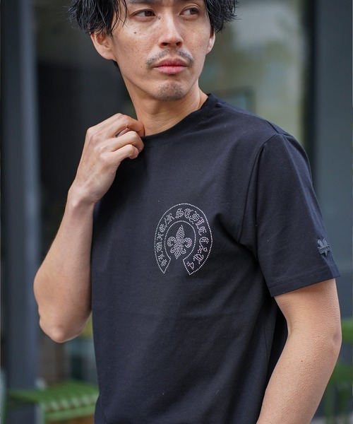 BAYBLO(ベイブロ)の「(RM)【LUXE/R】ベア天竺 ラインストーン ストレッチ クルーネックTシャツ(Tシャツ/カットソー・メンズ・ライトピンク/ブラック/ホワイト・X-LARGE/LARGE)」の12枚目の写真