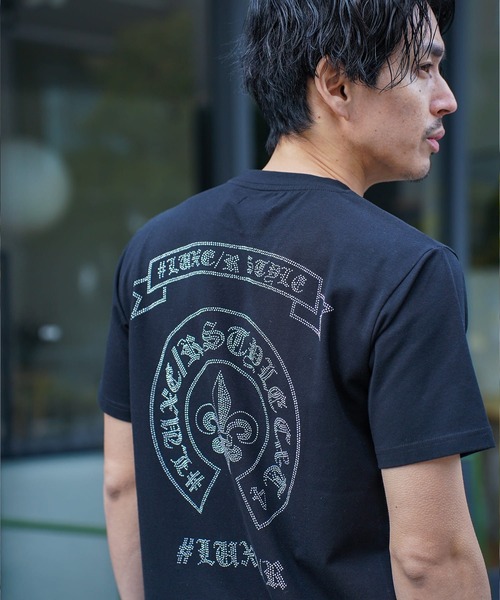 BAYBLO(ベイブロ)の「(RM)【LUXE/R】ベア天竺 ラインストーン ストレッチ クルーネックTシャツ(Tシャツ/カットソー・メンズ・ライトピンク/ブラック/ホワイト・X-LARGE/LARGE)」の14枚目の写真