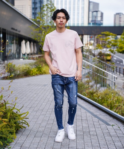 BAYBLO(ベイブロ)の「(RM)【LUXE/R】ベア天竺 ラインストーン ストレッチ クルーネックTシャツ(Tシャツ/カットソー・メンズ・ライトピンク/ブラック/ホワイト・X-LARGE/LARGE)」の15枚目の写真