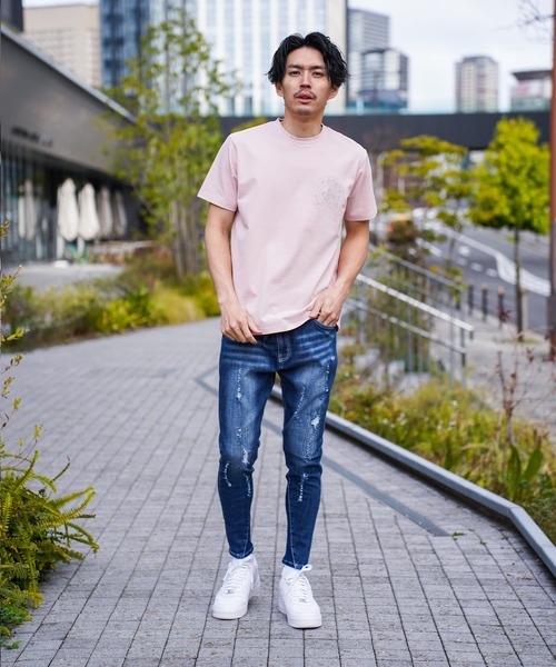 BAYBLO(ベイブロ)の「(RM)【LUXE/R】ベア天竺 ラインストーン ストレッチ クルーネックTシャツ(Tシャツ/カットソー・メンズ・ライトピンク/ブラック/ホワイト・X-LARGE/LARGE)」の16枚目の写真