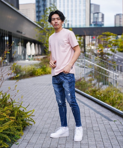 BAYBLO(ベイブロ)の「(RM)【LUXE/R】ベア天竺 ラインストーン ストレッチ クルーネックTシャツ(Tシャツ/カットソー・メンズ・ライトピンク/ブラック/ホワイト・X-LARGE/LARGE)」の17枚目の写真