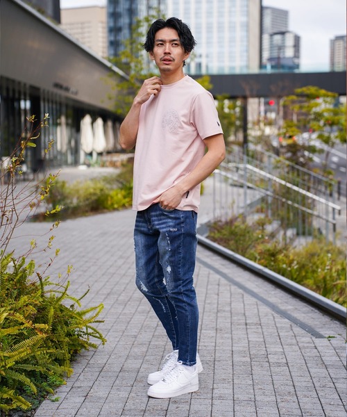 BAYBLO(ベイブロ)の「(RM)【LUXE/R】ベア天竺 ラインストーン ストレッチ クルーネックTシャツ(Tシャツ/カットソー・メンズ・ライトピンク/ブラック/ホワイト・X-LARGE/LARGE)」の18枚目の写真