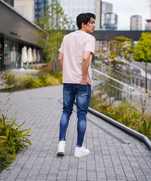 BAYBLO(ベイブロ)の「(RM)【LUXE/R】ベア天竺 ラインストーン ストレッチ クルーネックTシャツ(Tシャツ/カットソー・メンズ・ライトピンク/ブラック/ホワイト・X-LARGE/LARGE)」の22枚目の写真
