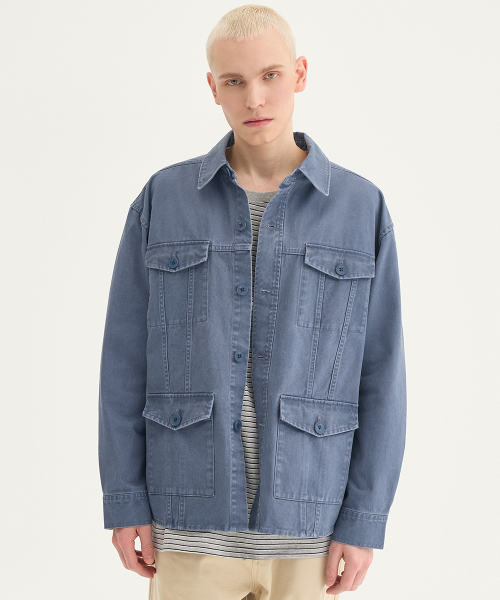 WEST GRAND BOULEVARD(ウエストグランドブルバード)の「クーパーウォッシュドコットンチョアジャケット WASHED BLUE(ミリタリージャケット・メンズ・その他・MEDIUM/LARGE/X-LARGE)」の1枚目の写真