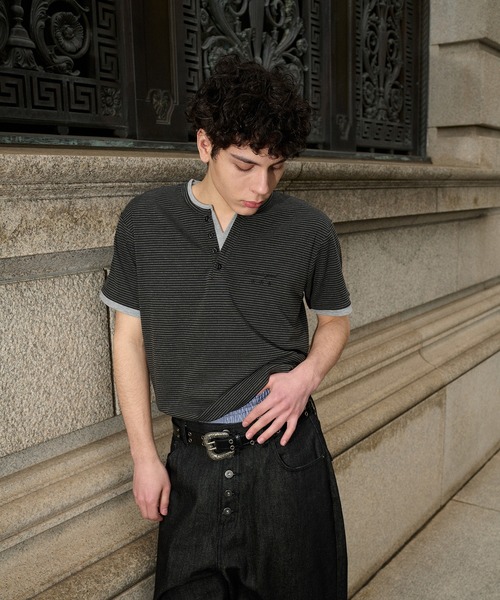 kutir(クティール)の「ASSORTED HENRY-NECK LAYERED TSHIRT/アソートヘンリーネックレイヤードTシャツ(Tシャツ/カットソー・メンズ・杢グレー/ブラック系/ボルドー/カーキ/ブラック/チャコールグレー・LARGE/MEDIUM)」の7枚目の写真