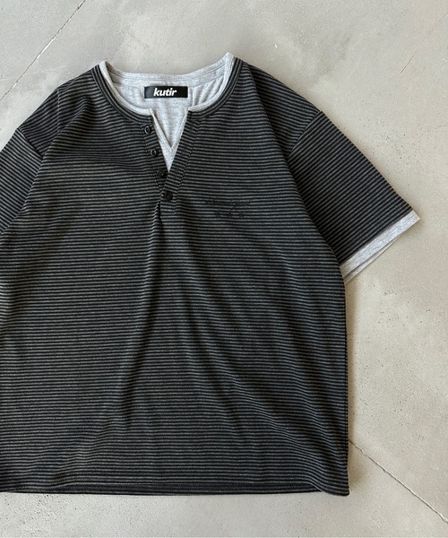 kutir(クティール)の「ASSORTED HENRY-NECK LAYERED TSHIRT/アソートヘンリーネックレイヤードTシャツ(Tシャツ/カットソー・メンズ・杢グレー/ブラック系/ボルドー/カーキ/ブラック/チャコールグレー・LARGE/MEDIUM)」の16枚目の写真