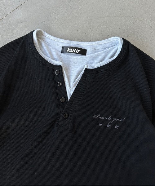 kutir(クティール)の「ASSORTED HENRY-NECK LAYERED TSHIRT/アソートヘンリーネックレイヤードTシャツ(Tシャツ/カットソー・メンズ・杢グレー/ブラック系/ボルドー/カーキ/ブラック/チャコールグレー・LARGE/MEDIUM)」の17枚目の写真