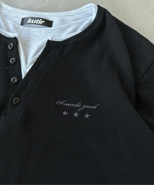 kutir(クティール)の「ASSORTED HENRY-NECK LAYERED TSHIRT/アソートヘンリーネックレイヤードTシャツ(Tシャツ/カットソー・メンズ・杢グレー/ブラック系/ボルドー/カーキ/ブラック/チャコールグレー・LARGE/MEDIUM)」の18枚目の写真