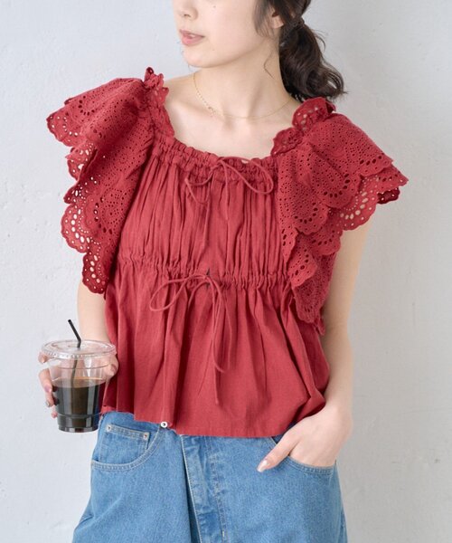 CIAOPANIC TYPY(チャオパニックティピー)の「【india】2WAYショルダーレースビスチェブラウス(シャツ/ブラウス・レディース・ブラック/レッド/ホワイト・ONE SIZE)」の4枚目の写真