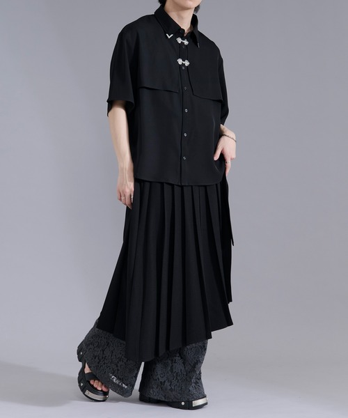 Ellno Loset(エルノロゼット)の「【新色追加】メタルパーツフラシシャツ(シャツ/ブラウス・メンズ・オフホワイト/ブラック/ブルーグレー/ブルーグリーン・SMALL/MEDIUM/LARGE)」の17枚目の写真