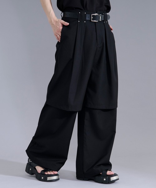 Ellno Loset(エルノロゼット)の「レイヤードデザインスラックス(スラックス・メンズ・ブルーグリーン/ブラック・LARGE/MEDIUM/SMALL/X-SMALL)」の3枚目の写真