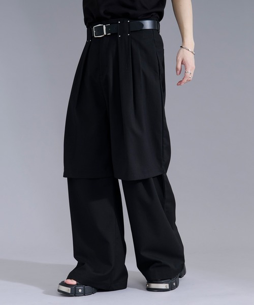Ellno Loset(エルノロゼット)の「レイヤードデザインスラックス(スラックス・メンズ・ブルーグリーン/ブラック・LARGE/MEDIUM/SMALL/X-SMALL)」の5枚目の写真