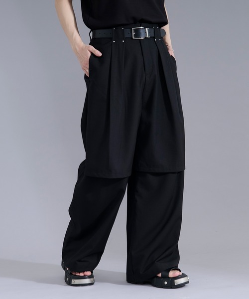 Ellno Loset(エルノロゼット)の「レイヤードデザインスラックス(スラックス・メンズ・ブルーグリーン/ブラック・LARGE/MEDIUM/SMALL/X-SMALL)」の4枚目の写真