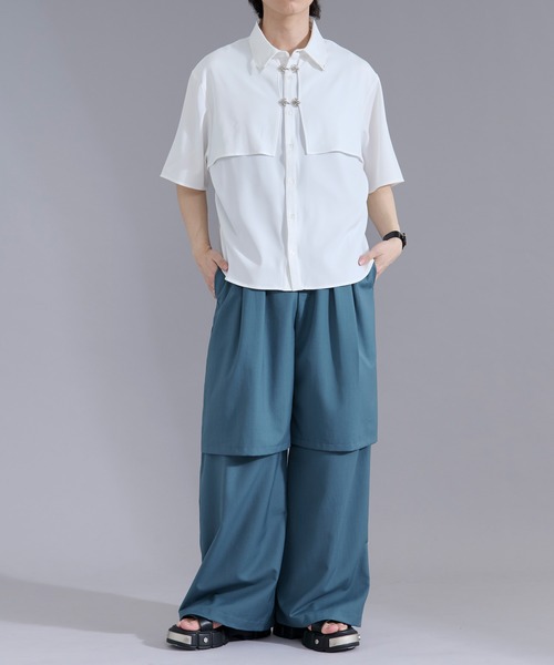 Ellno Loset(エルノロゼット)の「レイヤードデザインスラックス(スラックス・メンズ・ブルーグリーン/ブラック・LARGE/MEDIUM/SMALL/X-SMALL)」の22枚目の写真