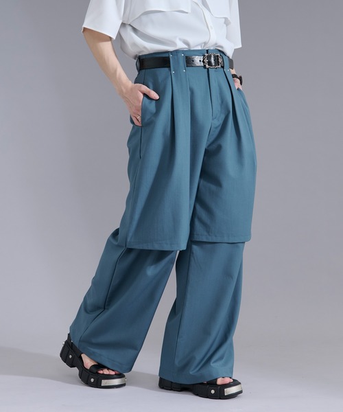Ellno Loset(エルノロゼット)の「レイヤードデザインスラックス(スラックス・メンズ・ブルーグリーン/ブラック・LARGE/MEDIUM/SMALL/X-SMALL)」の18枚目の写真