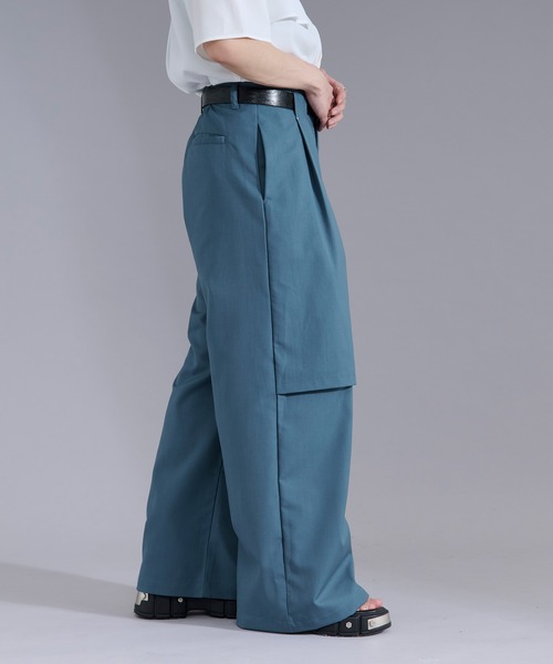Ellno Loset(エルノロゼット)の「レイヤードデザインスラックス(スラックス・メンズ・ブルーグリーン/ブラック・LARGE/MEDIUM/SMALL/X-SMALL)」の20枚目の写真