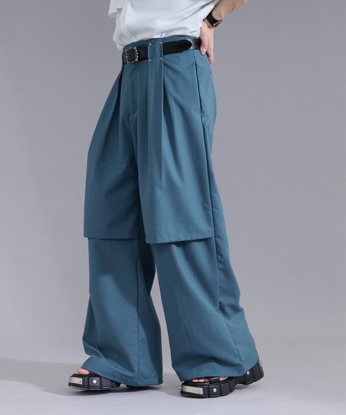 Ellno Loset(エルノロゼット)の「レイヤードデザインスラックス(スラックス・メンズ・ブルーグリーン/ブラック・LARGE/MEDIUM/SMALL/X-SMALL)」の19枚目の写真