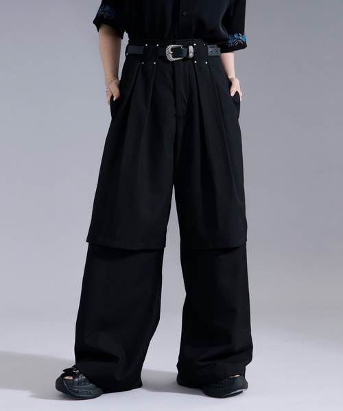 Ellno Loset(エルノロゼット)の「レイヤードデザインスラックス(スラックス・メンズ・ブルーグリーン/ブラック・LARGE/MEDIUM/SMALL/X-SMALL)」の12枚目の写真