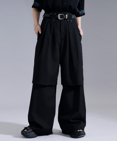 Ellno Loset(エルノロゼット)の「レイヤードデザインスラックス(スラックス・メンズ・ブルーグリーン/ブラック・LARGE/MEDIUM/SMALL/X-SMALL)」の13枚目の写真