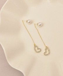 【float】ハート×パール チェーンピアス