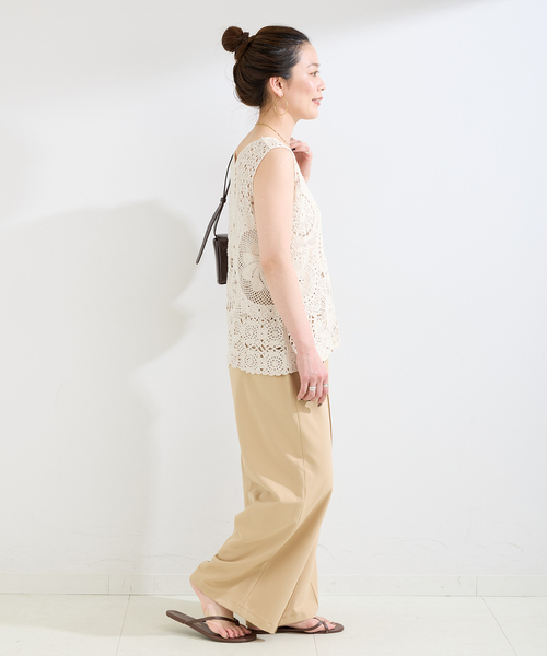 B.C STOCK(ベーセーストック)の「手洗い可 / クロッシェライクタンクトップ(タンクトップ・レディース・アイボリー/ブラック・FREE)」の11枚目の写真