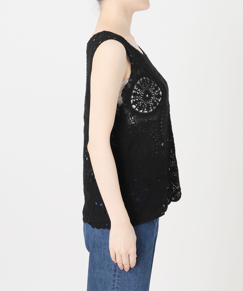 B.C STOCK(ベーセーストック)の「手洗い可 / クロッシェライクタンクトップ(タンクトップ・レディース・アイボリー/ブラック・FREE)」の19枚目の写真