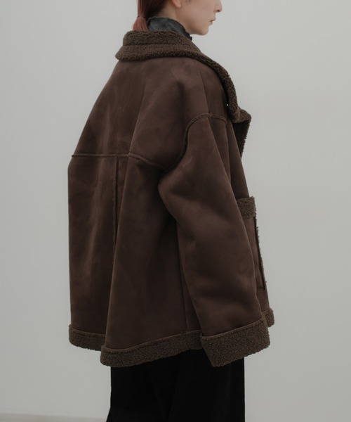 select MOCA(セレクトモカ)の「フェイクムートンミドル丈コート(ムートンコート・レディース・ダークブラウン/ブラック/グレー/アイボリー・FREE)」の12枚目の写真