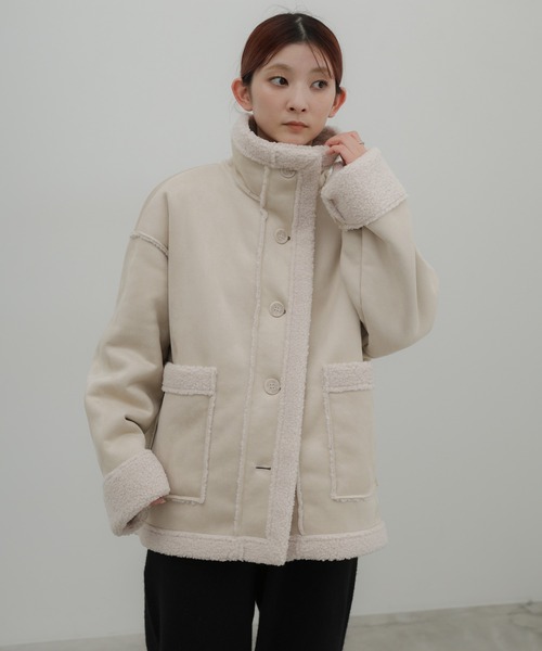 select MOCA(セレクトモカ)の「フェイクムートンミドル丈コート(ムートンコート・レディース・ダークブラウン/ブラック/グレー/アイボリー・FREE)」の14枚目の写真