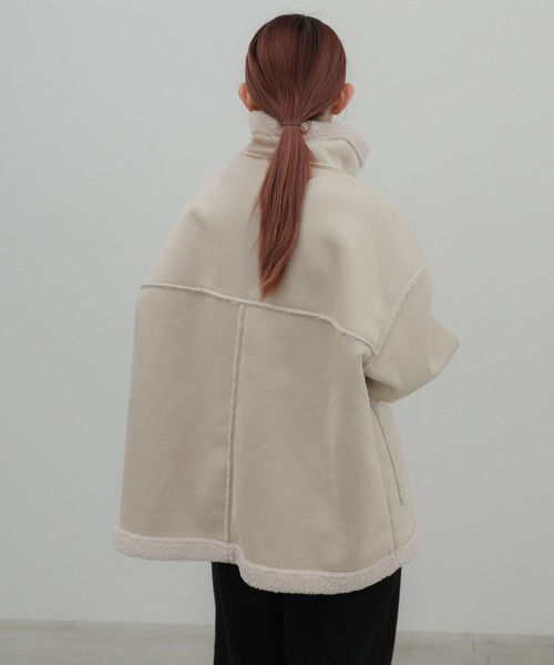 select MOCA(セレクトモカ)の「フェイクムートンミドル丈コート(ムートンコート・レディース・ダークブラウン/ブラック/グレー/アイボリー・FREE)」の16枚目の写真
