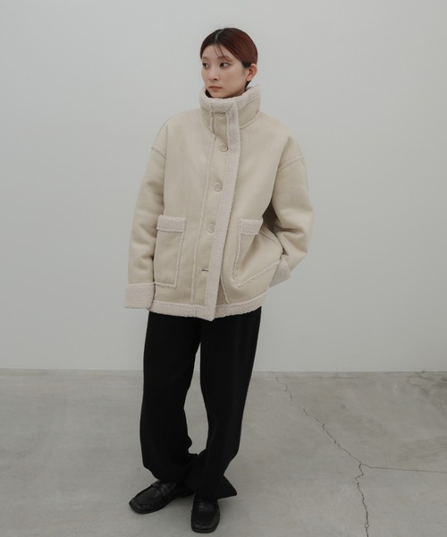 select MOCA(セレクトモカ)の「フェイクムートンミドル丈コート(ムートンコート・レディース・ダークブラウン/ブラック/グレー/アイボリー・FREE)」の17枚目の写真