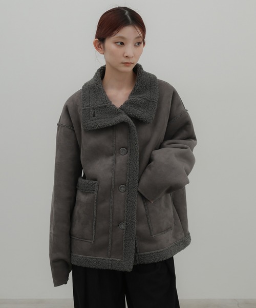 select MOCA(セレクトモカ)の「フェイクムートンミドル丈コート(ムートンコート・レディース・ダークブラウン/ブラック/グレー/アイボリー・FREE)」の19枚目の写真