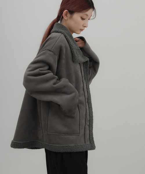 select MOCA(セレクトモカ)の「フェイクムートンミドル丈コート(ムートンコート・レディース・ダークブラウン/ブラック/グレー/アイボリー・FREE)」の18枚目の写真