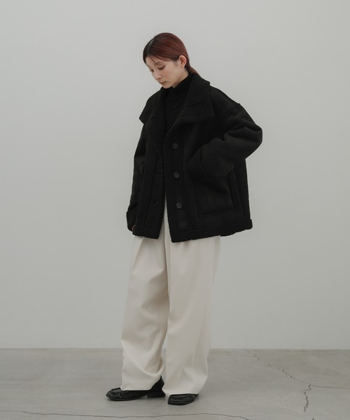 select MOCA(セレクトモカ)の「フェイクムートンミドル丈コート(ムートンコート・レディース・ダークブラウン/ブラック/グレー/アイボリー・FREE)」の8枚目の写真