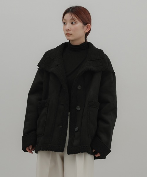 select MOCA(セレクトモカ)の「フェイクムートンミドル丈コート(ムートンコート・レディース・ダークブラウン/ブラック/グレー/アイボリー・FREE)」の22枚目の写真