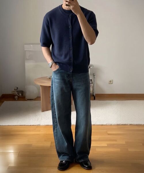 GEECOON(ジークーン)の「ビスコースラウンドハーフニットカーディガン GEE265-106 ネイビー(Tシャツ/カットソー・メンズ・ネイビー・LARGE/X-LARGE)」の13枚目の写真