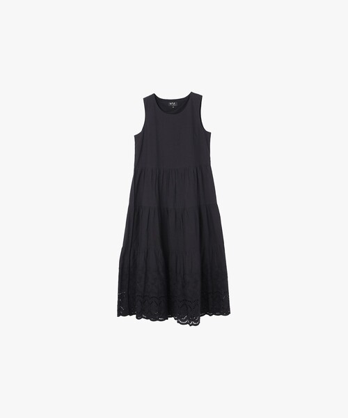 To b. by agnes b.(トゥービーバイアニエスベー)の「シフリーレース コットン ノースリーブ ロング ワンピース(ワンピース・レディース・ブラック・40/38/36)」の2枚目の写真