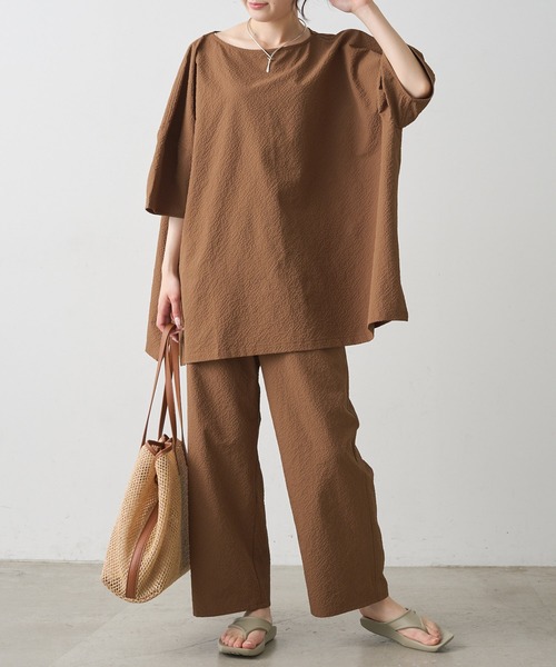 PUAL CE CIN（ピュアルセシン）の「【WEB限定／セットアップ対応】UVカット・撥水加工水陸両用ロングパンツ（ラッシュガード・レディース・キャメル/チェック/ブラック・FREE）」の7枚目の写真