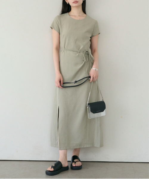 SOYEN(ソイエン)の「半袖ウエストマークアシメタックワンピース(ワンピース・レディース・カーキ/アイボリー・F)」の2枚目の写真