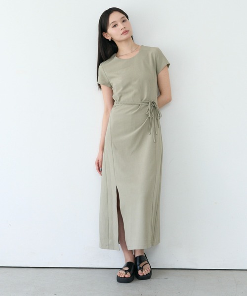SOYEN(ソイエン)の「半袖ウエストマークアシメタックワンピース(ワンピース・レディース・カーキ/アイボリー・F)」の15枚目の写真